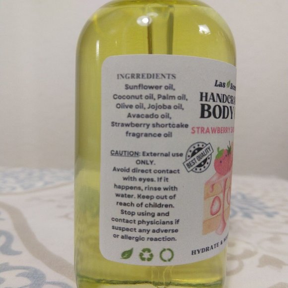 Handcrafted Strawberry Shortcake Body Oil Body Juice Mist Sprayer Skin Care - Picture 7 of 15